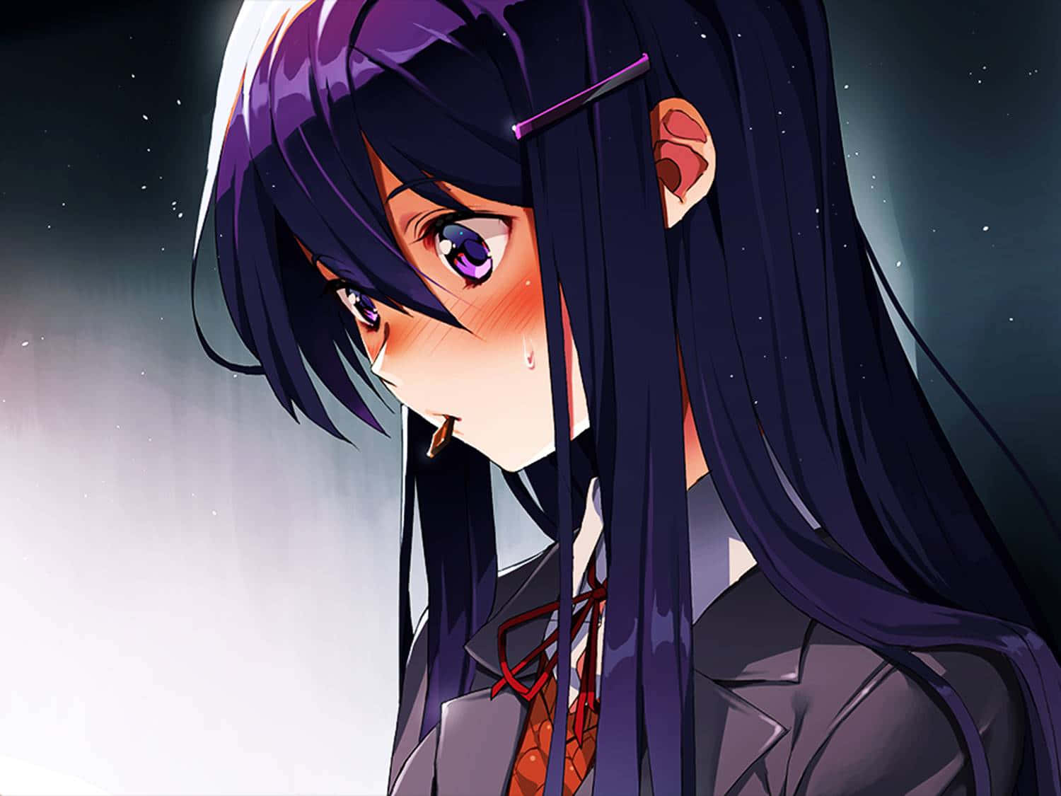 In Tears Yuri Of Doki Doki Literary Club Ddlc Wallpaper