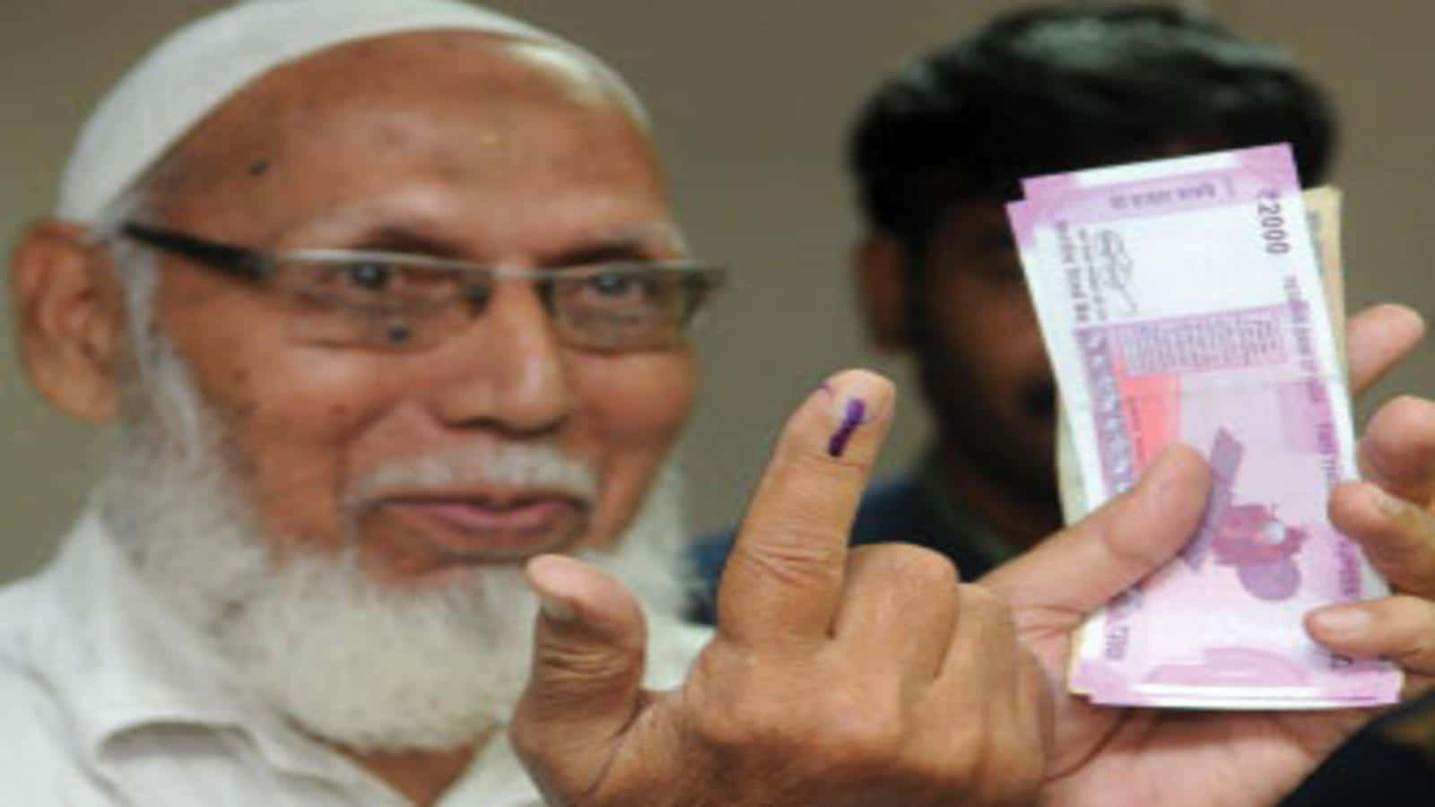 Indelible Ink On The Hand Of An Old Man Wallpaper