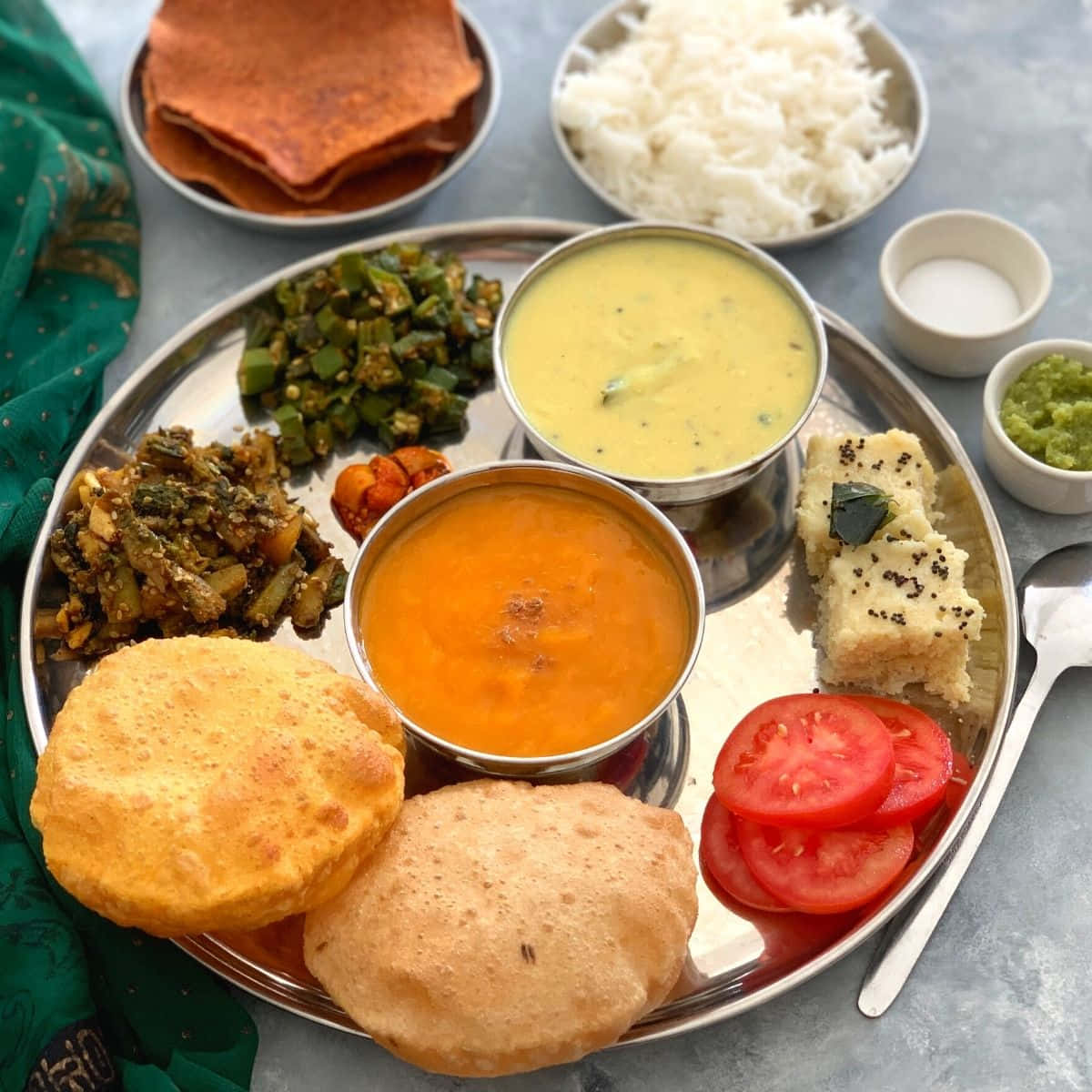 Indian Vegetarian Thali Meal Wallpaper