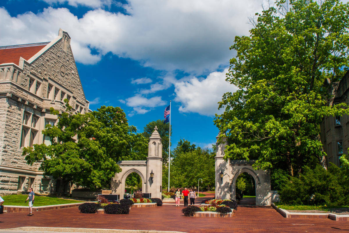 Indiana University Bloomington Gates With Students Wallpaper