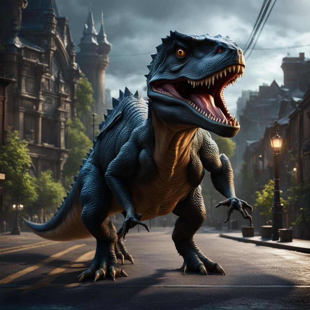 Indominus Rex In City Scene Wallpaper