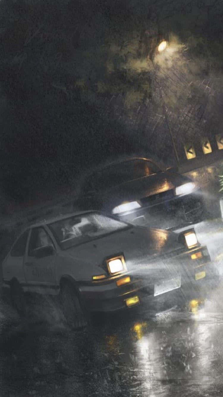 Initial D Phone Cars Under Rain Wallpaper