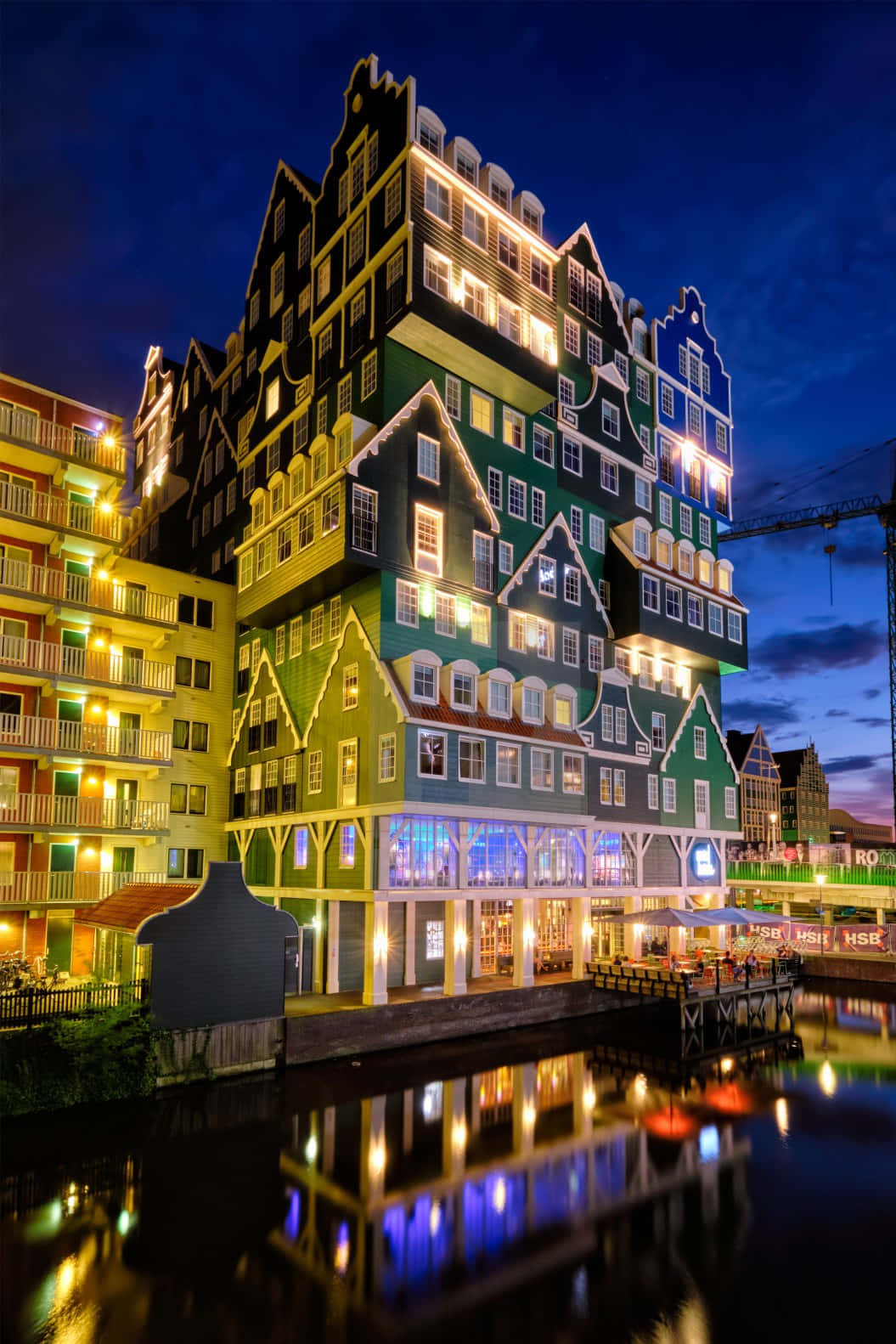 Inntel Hotel Zaandam Under Blue Night Sky Wallpaper