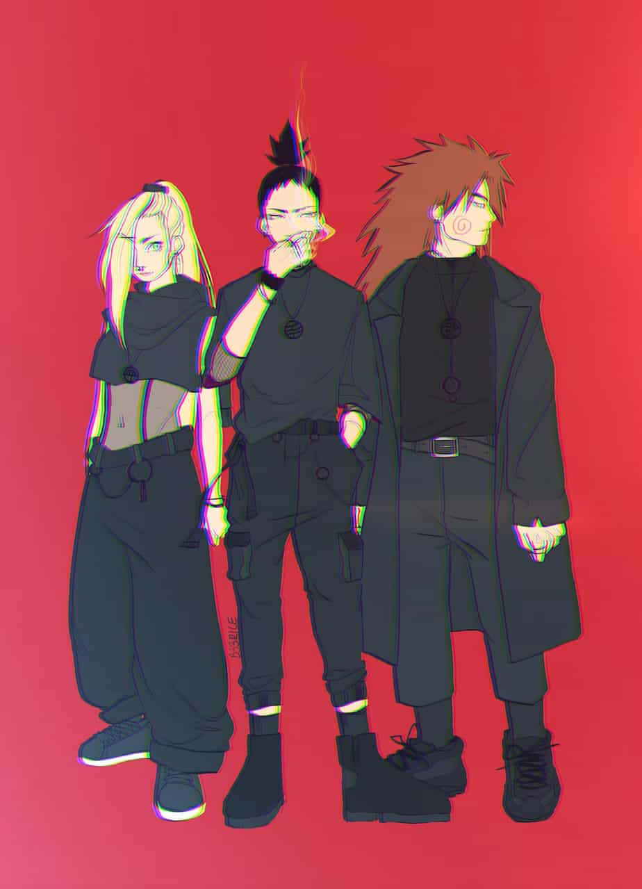 Ino Shika Cho Trio In Action Wallpaper