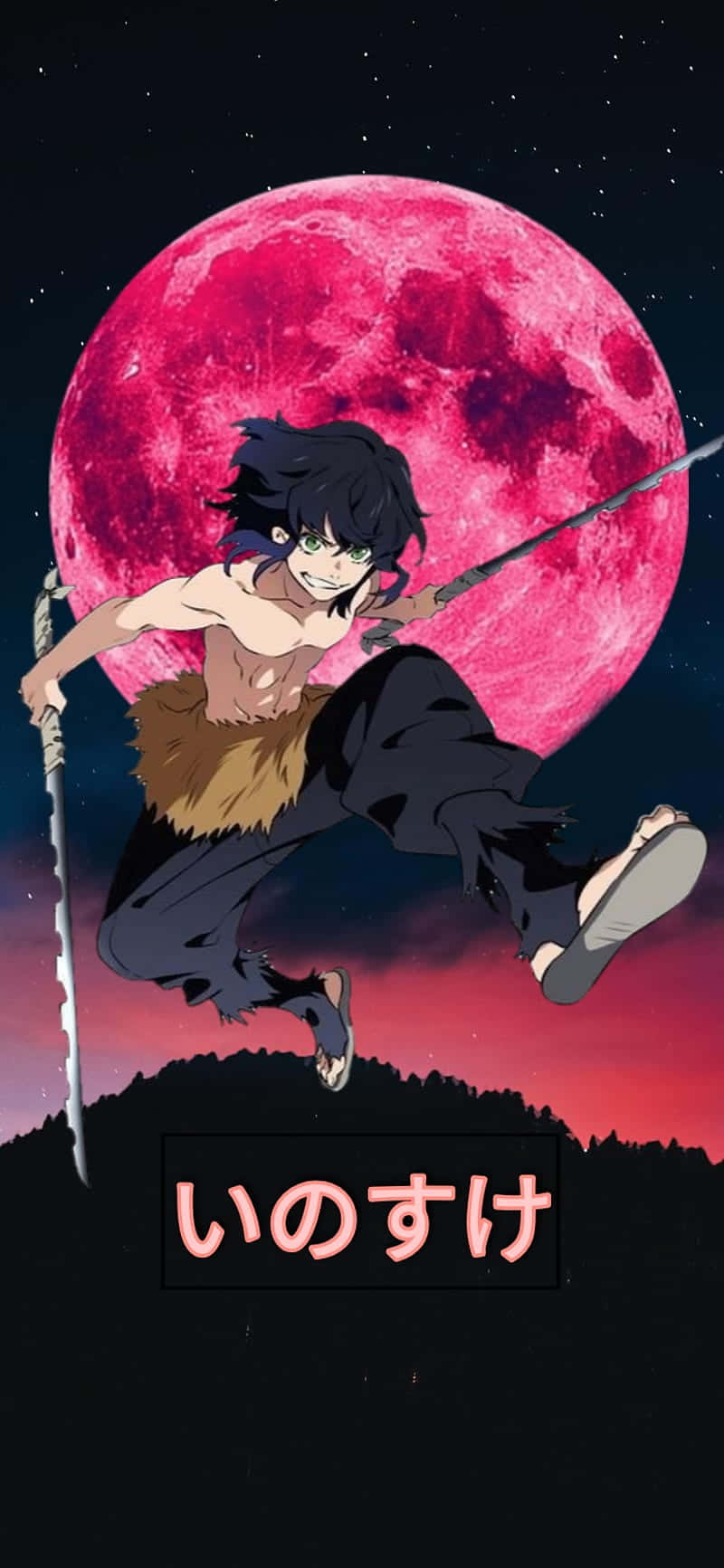 Inosuke Under The Crimson Moon Wallpaper