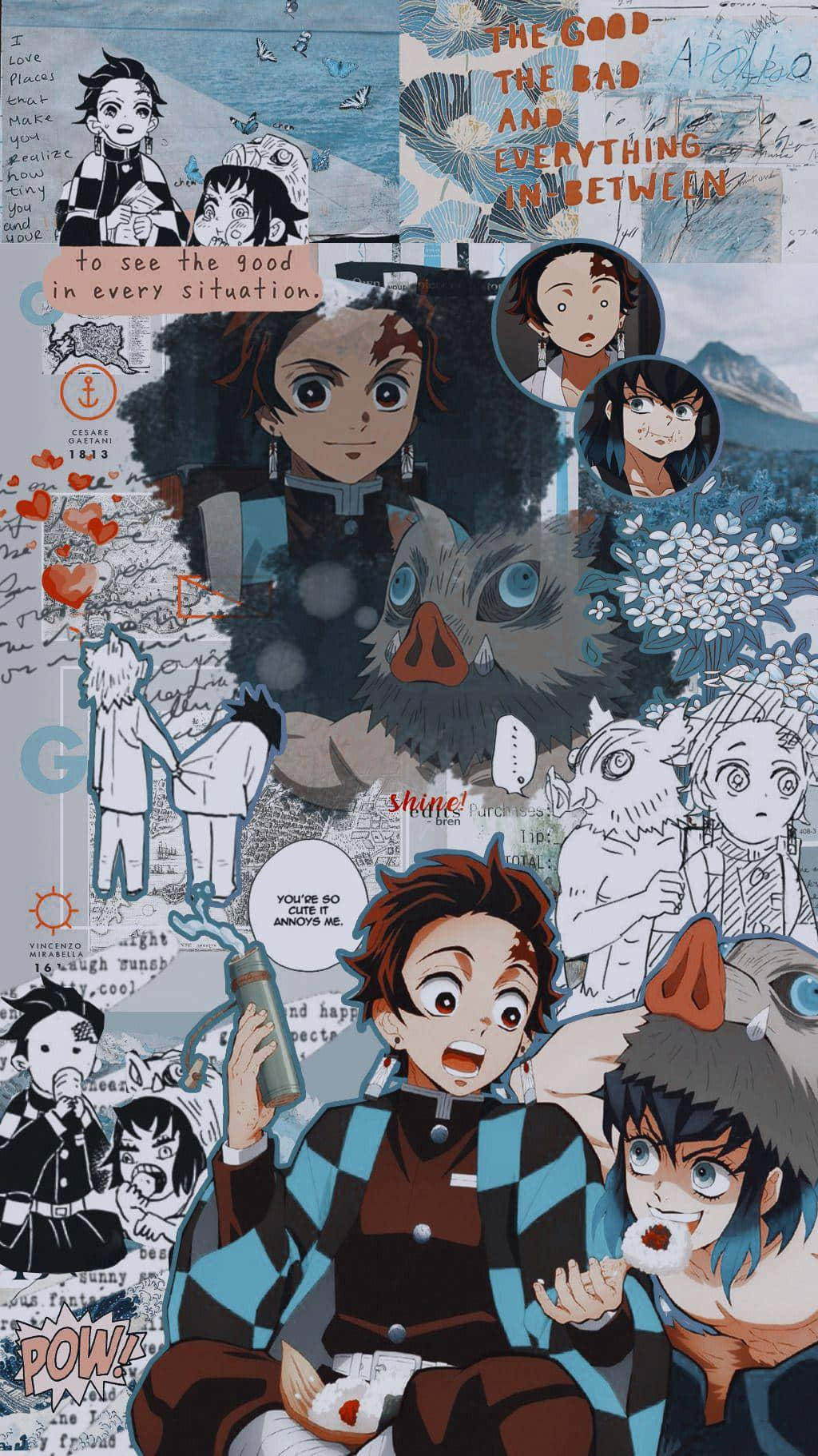 Inosukeand Tanjiro Collage Aesthetic Wallpaper