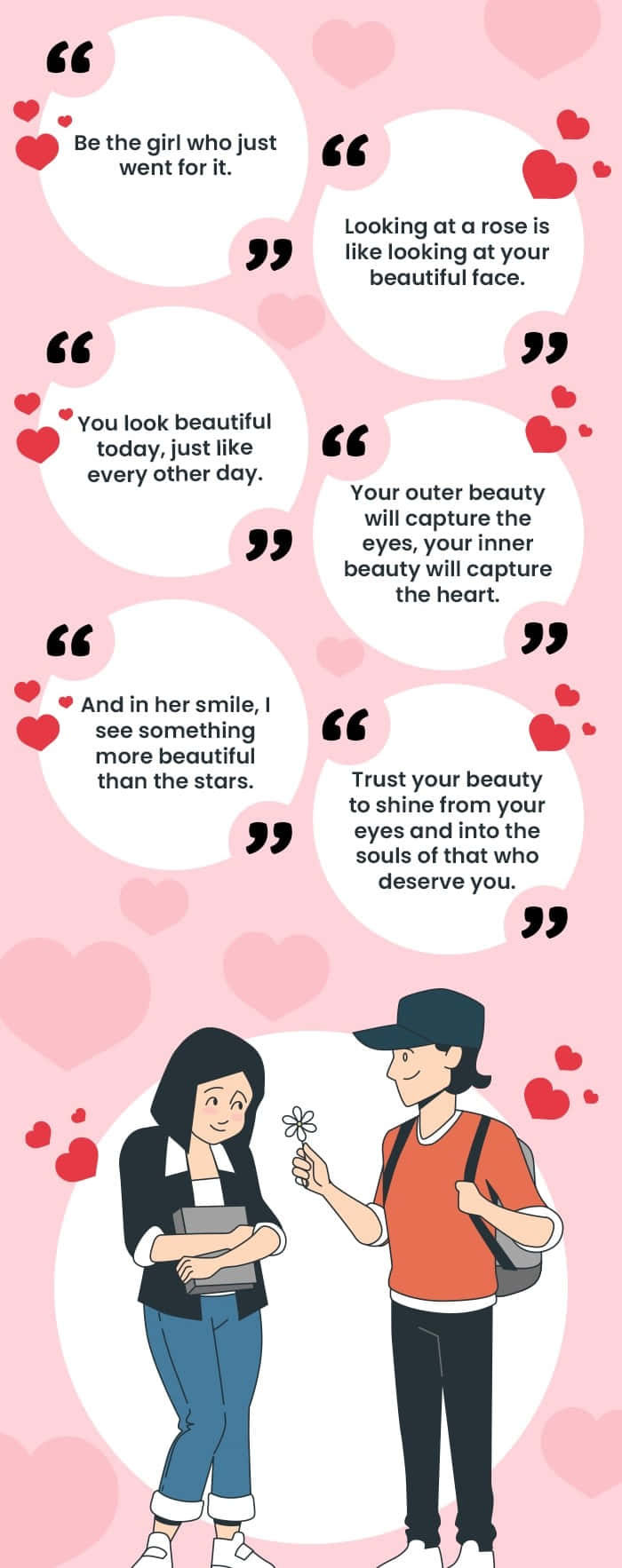 Inspirational Beauty Quotesand Cartoon Couple Wallpaper