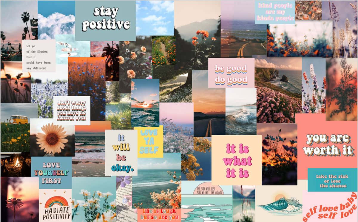 Inspirational Collage Positive Affirmations Wallpaper