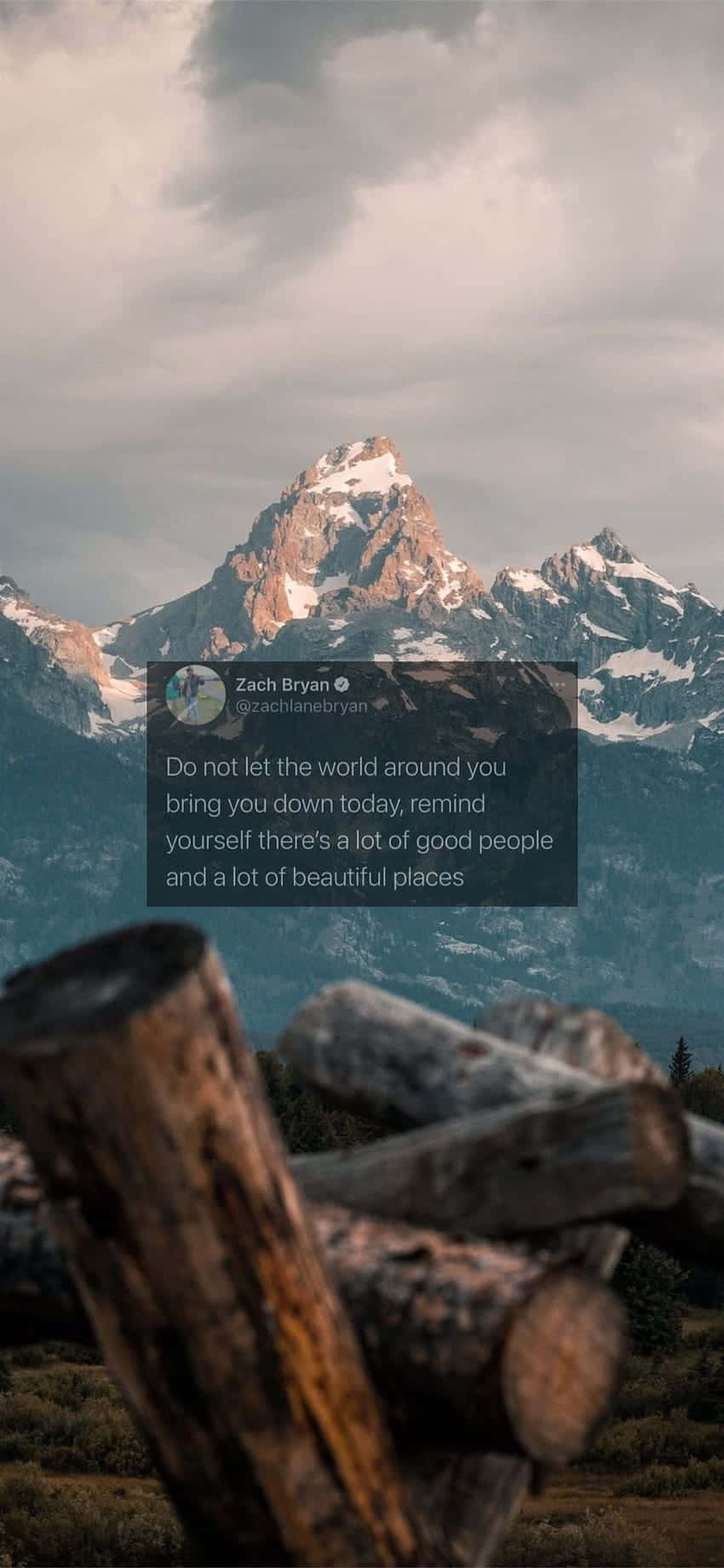 Inspirational Mountain View Zach Bryan Quote Wallpaper