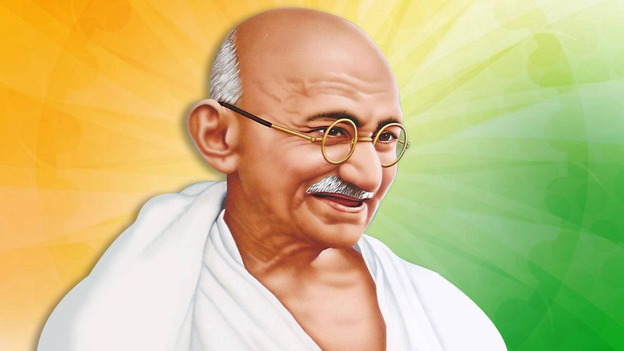 Inspiring Digital Portrait Of Mahatma Gandhi Wallpaper