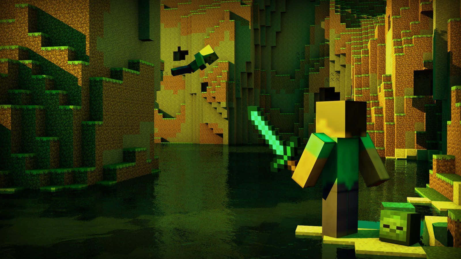 Inspiring Minecraft Artwork - A Masterpiece Of 3d Pixel Blocks Wallpaper