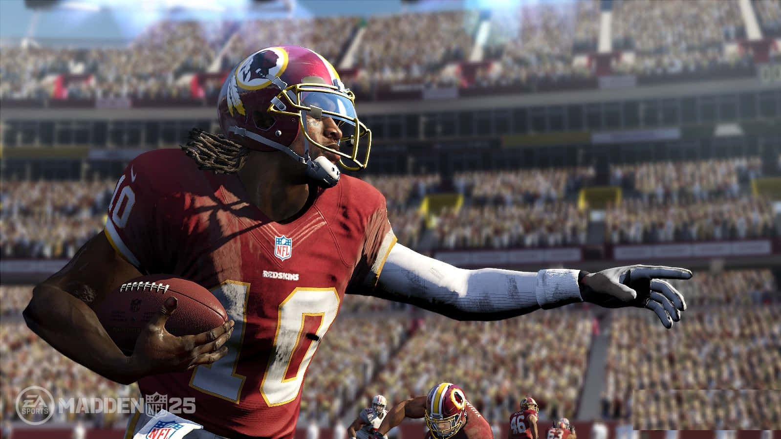 Intense Action On The Field In Madden Nfl 22 Wallpaper