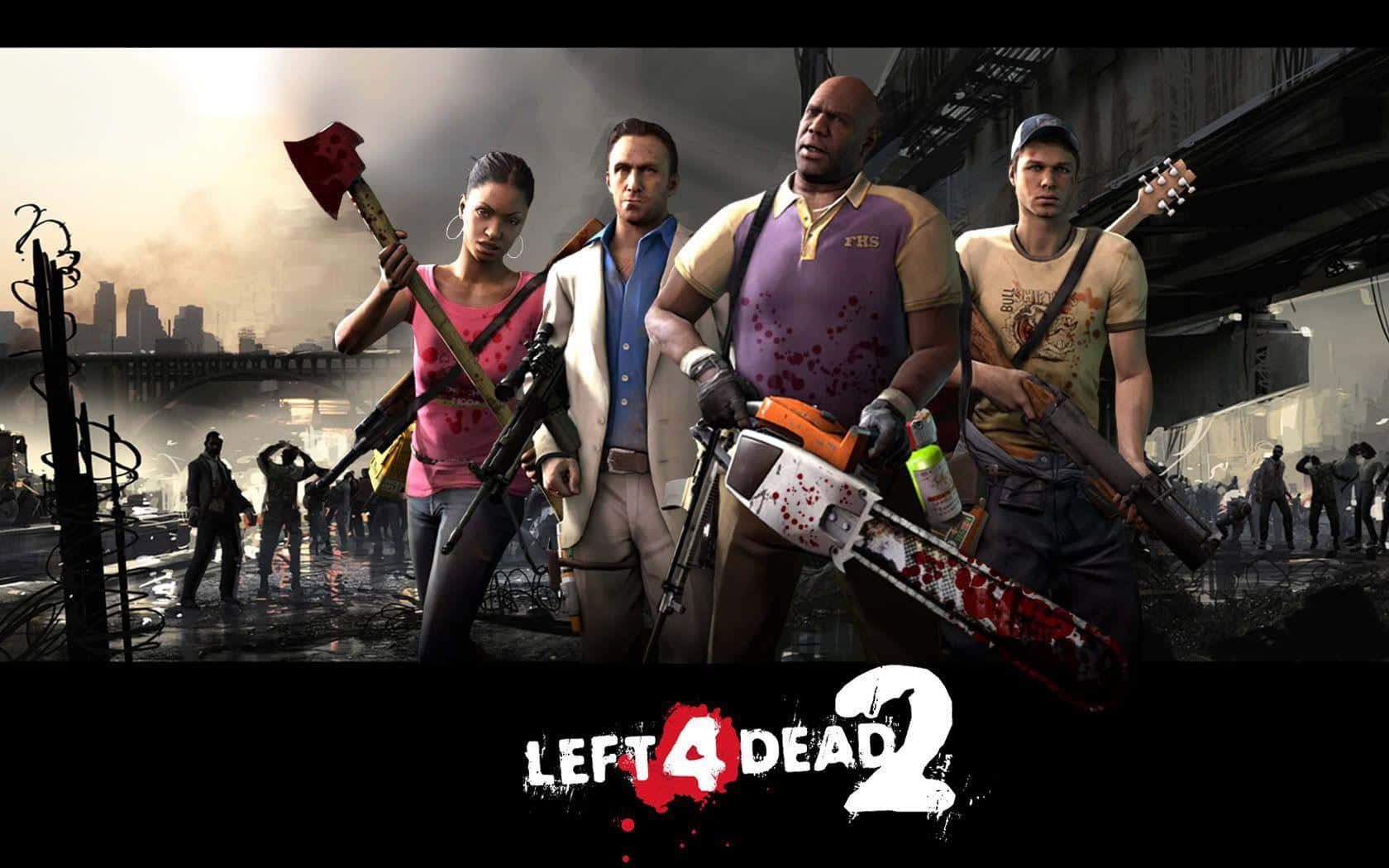 Intense Action Scene From Left 4 Dead Video Game Wallpaper