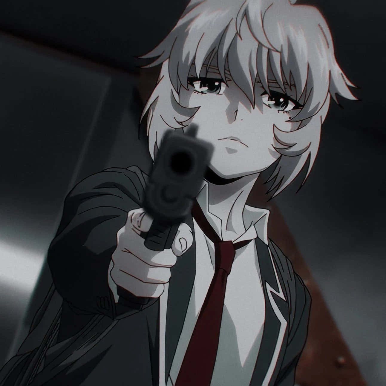 Intense_ Anime_ Character_ Aiming_ Gun Wallpaper