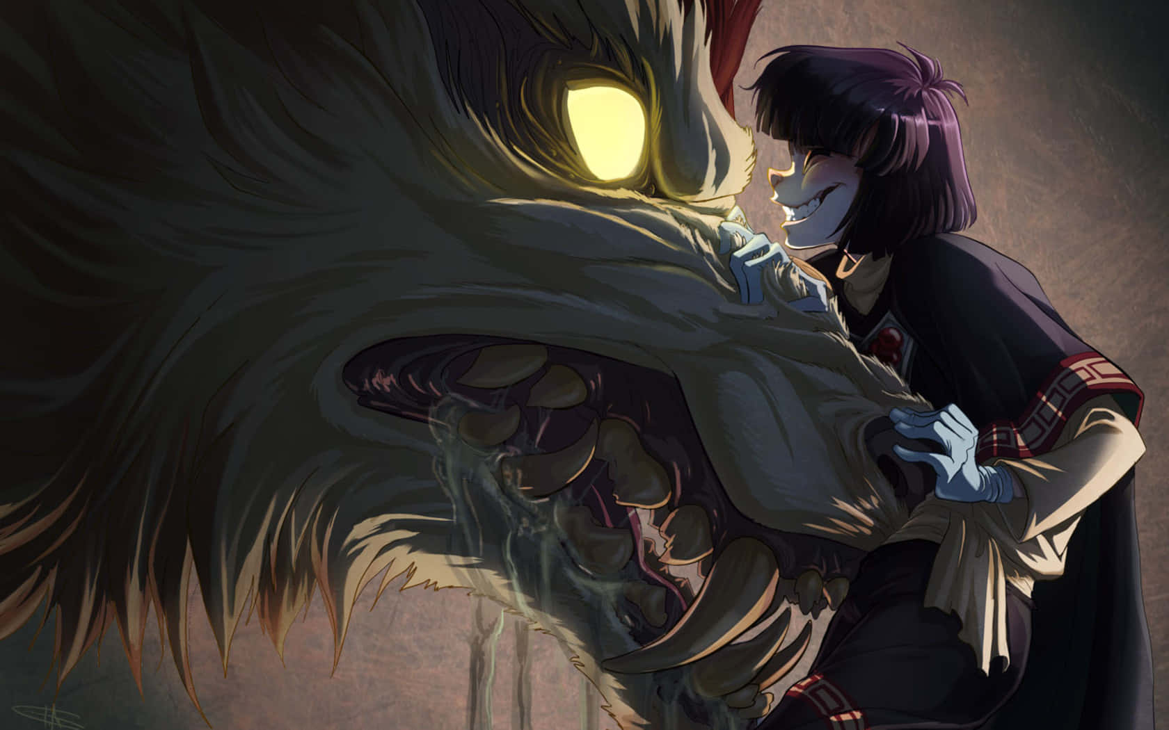 Intense Anime Wolf Art Wallpaper