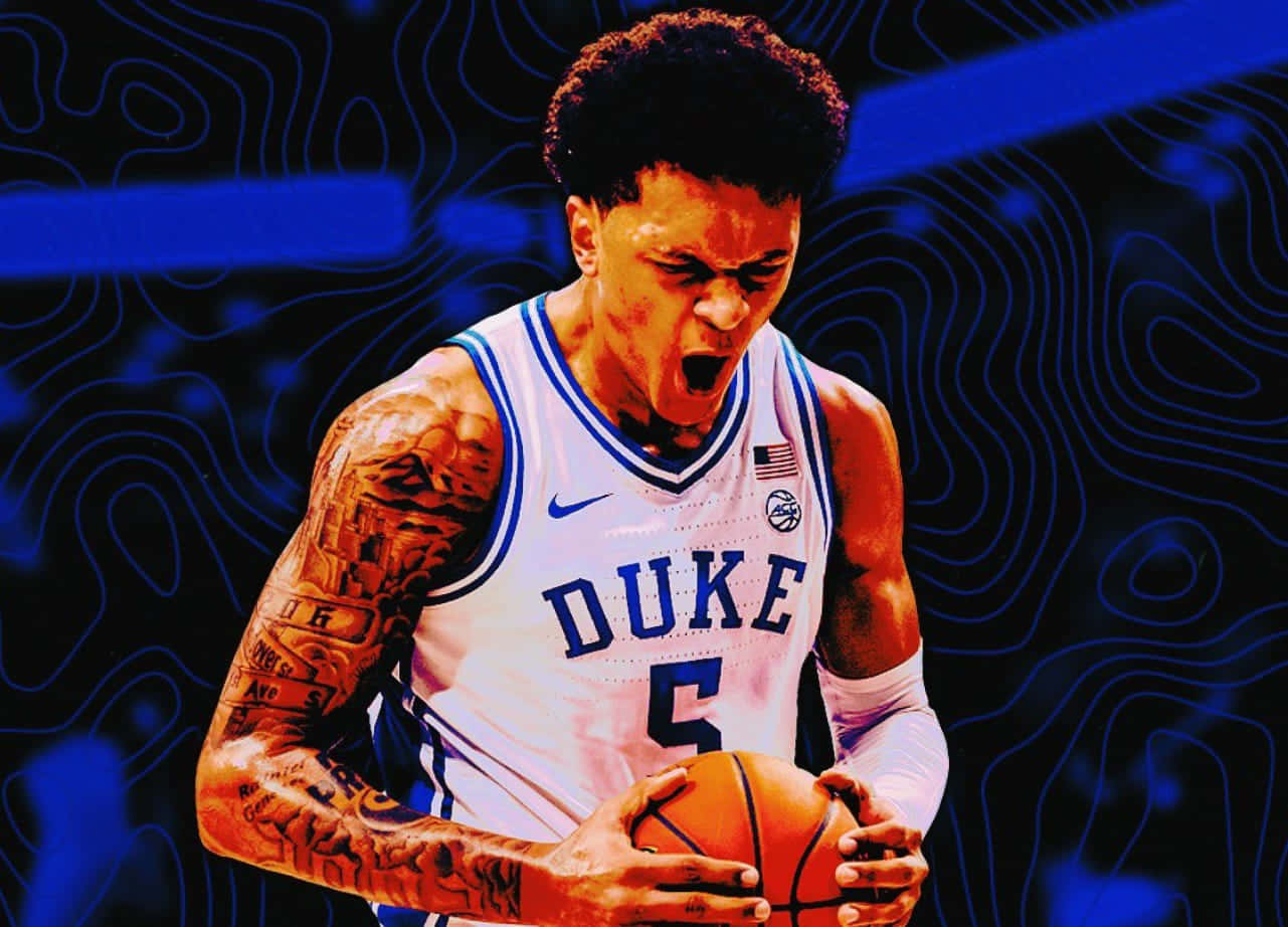 Intense Basketball Player Duke Uniform Wallpaper