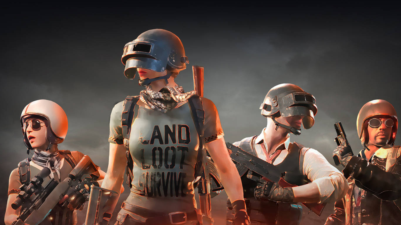 Intense Battle Action In Pubg Team Graphic Promo 1366x768. Wallpaper