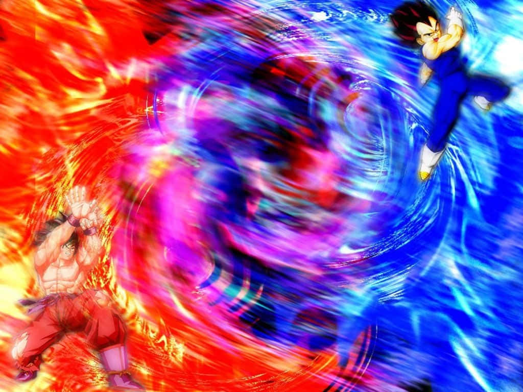 Intense Battle Between Goku And Vegeta Wallpaper