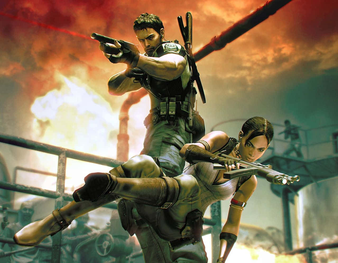 Intense Battle Scene From Resident Evil 5 Wallpaper