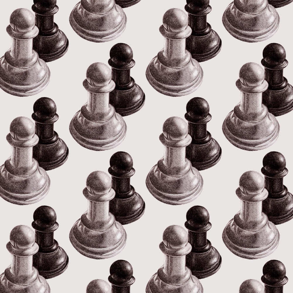 Intense Black And White Chess Battle Wallpaper