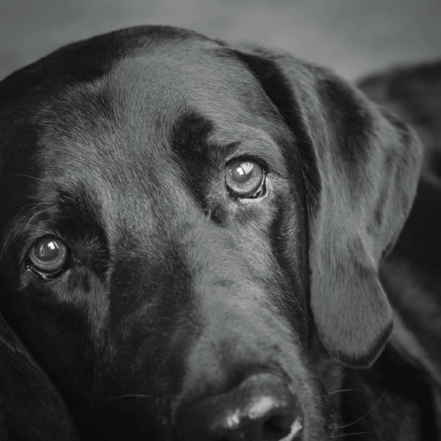 Intense Black Dog Eyes Close Up Wallpaper