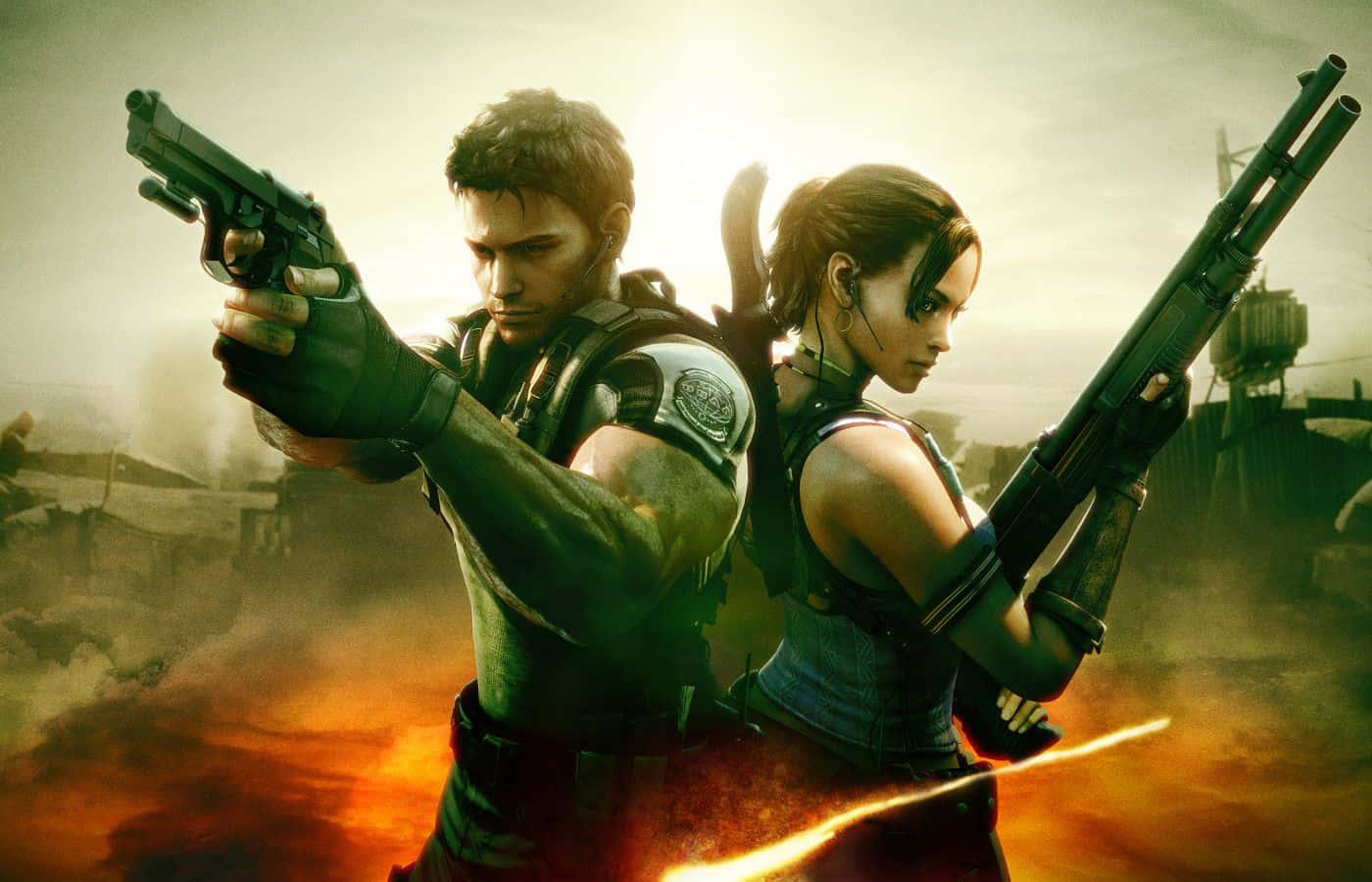 Intense Co-op Gameplay In Resident Evil 5 Wallpaper