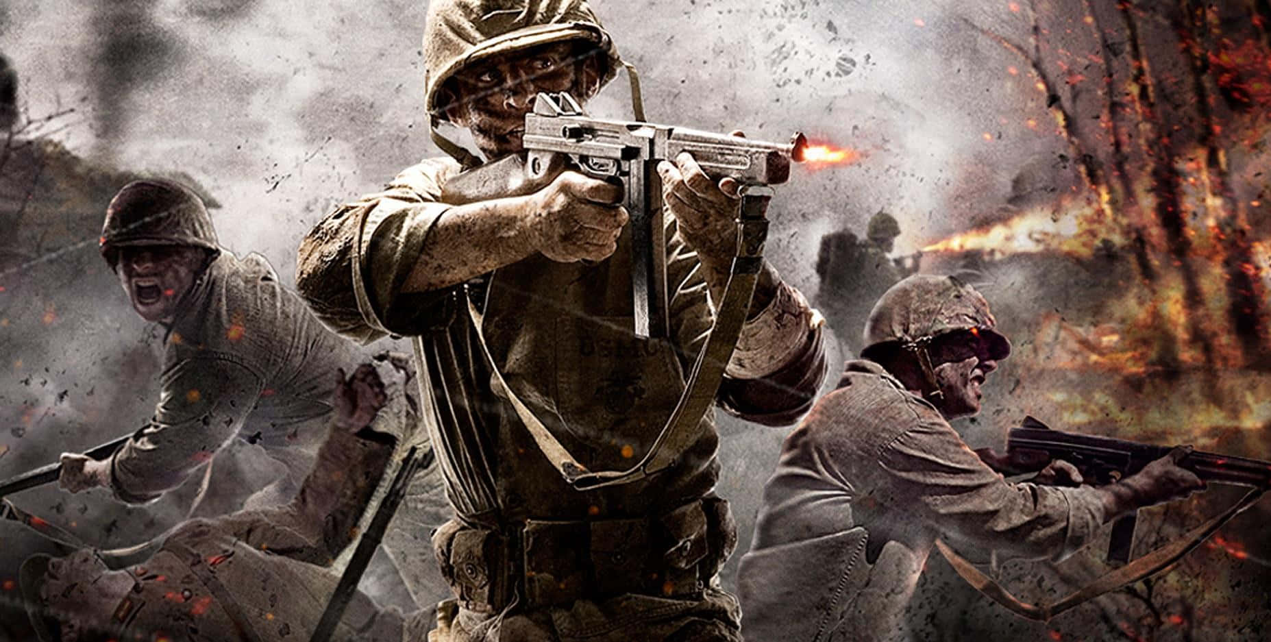 Intense Combat Battle In Call Of Duty Soldiers Wallpaper