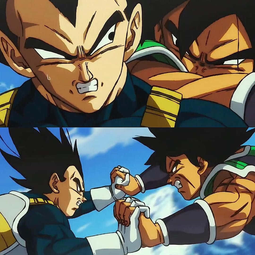 Intense Face-off Between Vegeta And Broly In Dragon Ball Z Wallpaper