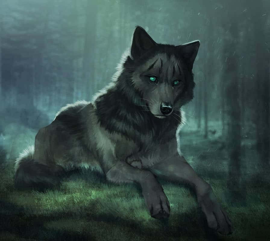 Intense Gaze Of A Mystical Wolf Wallpaper