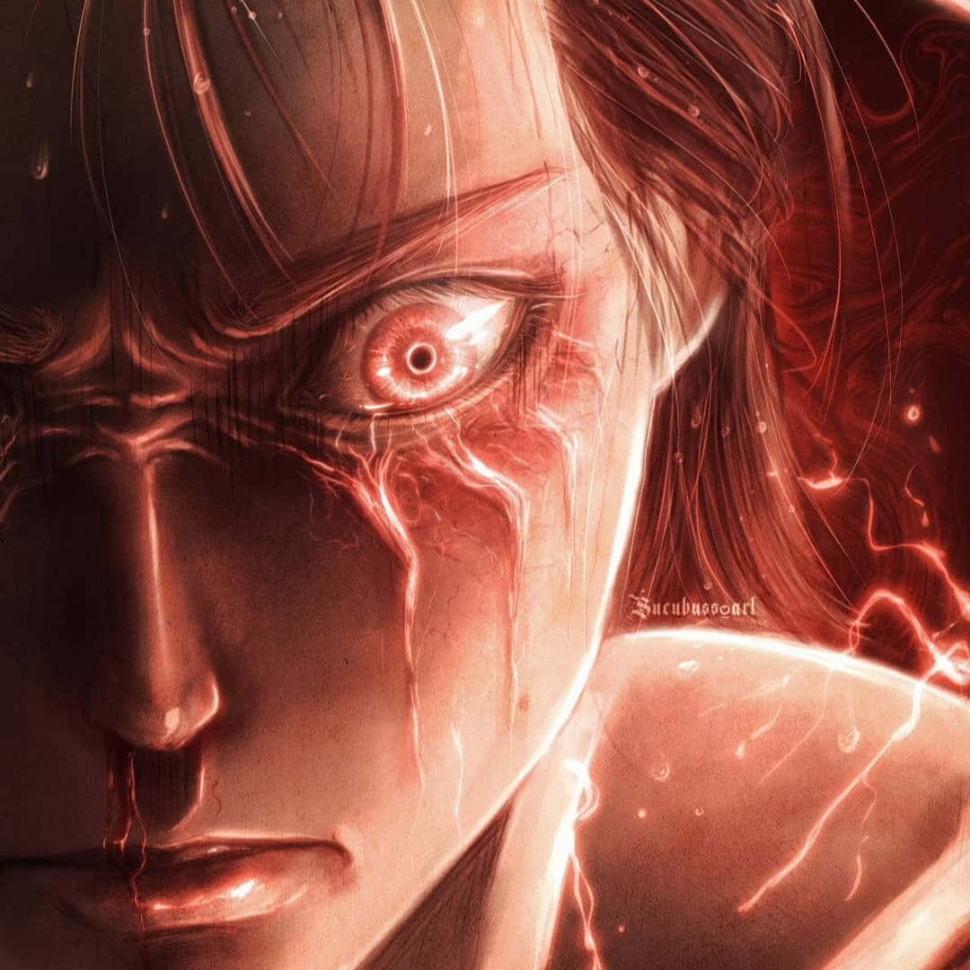 Intense Gaze Of Eren Yeager Wallpaper