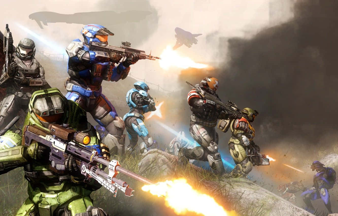 Intense Halo Battle In Action Wallpaper