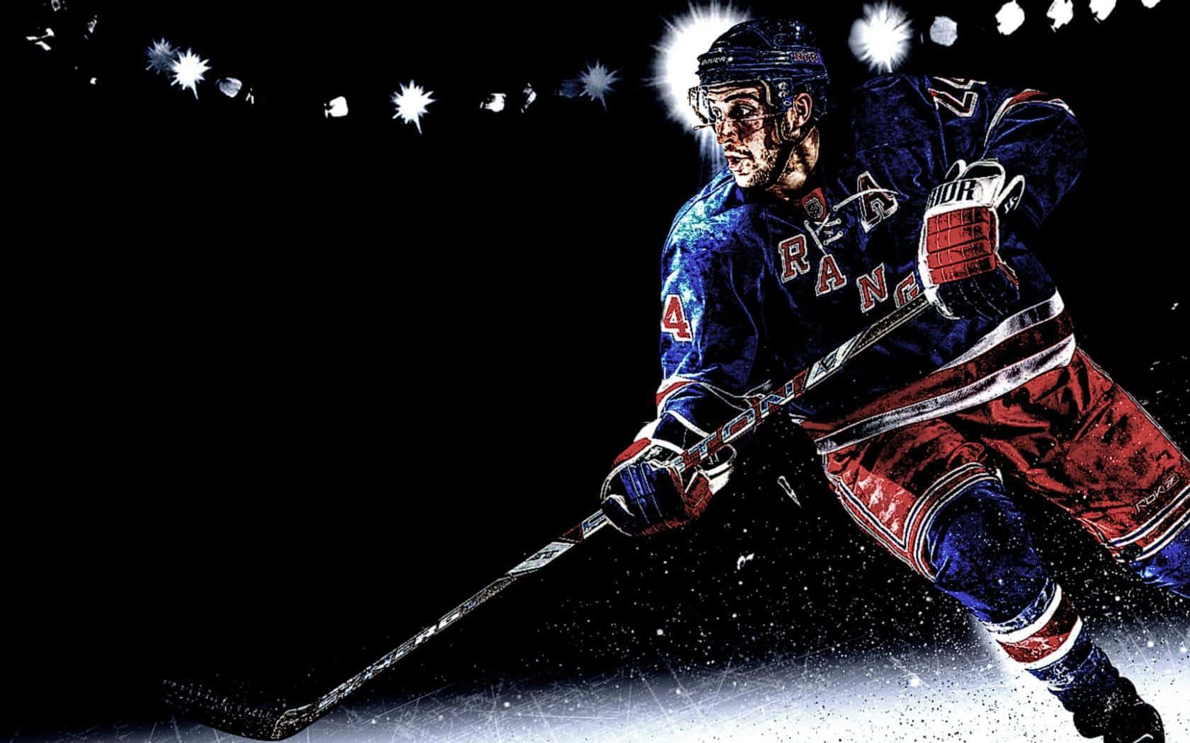 Intense Hockey Playerin Action Wallpaper