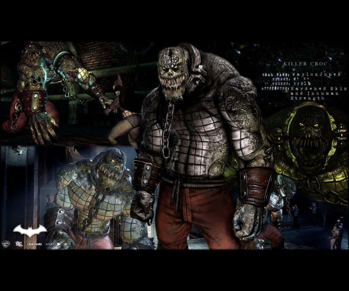 Intense Killer Croc Illustration In Action Wallpaper