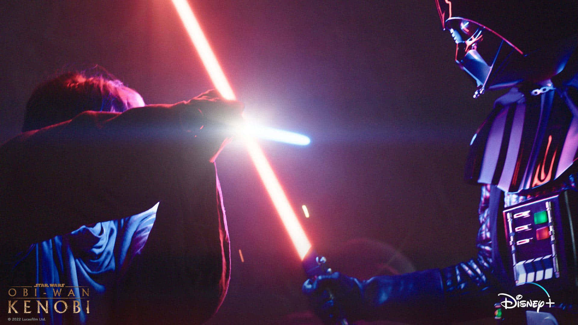 Intense Lightsaber Duel Between Rivals Wallpaper