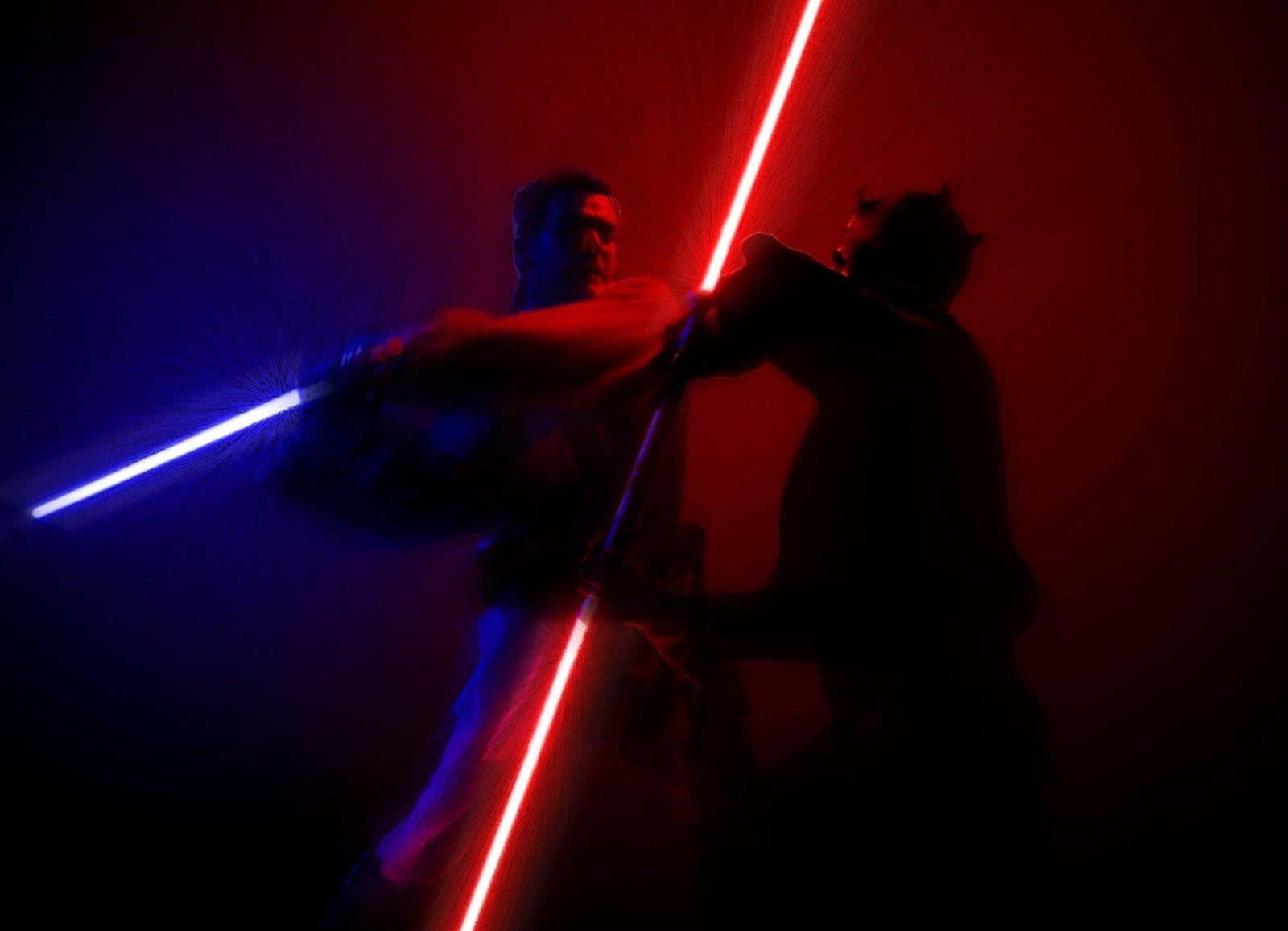 Intense Lightsaber Duel Between Two Skilled Warriors Wallpaper