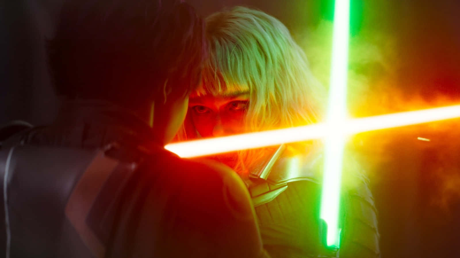 Intense Lightsaber Duel Wallpaper