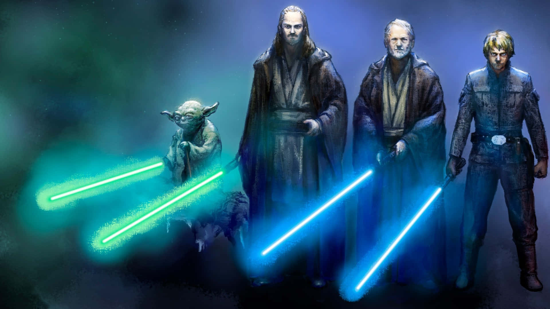 Intense Lightsaber Duel In Galaxy Far Far Away Wallpaper