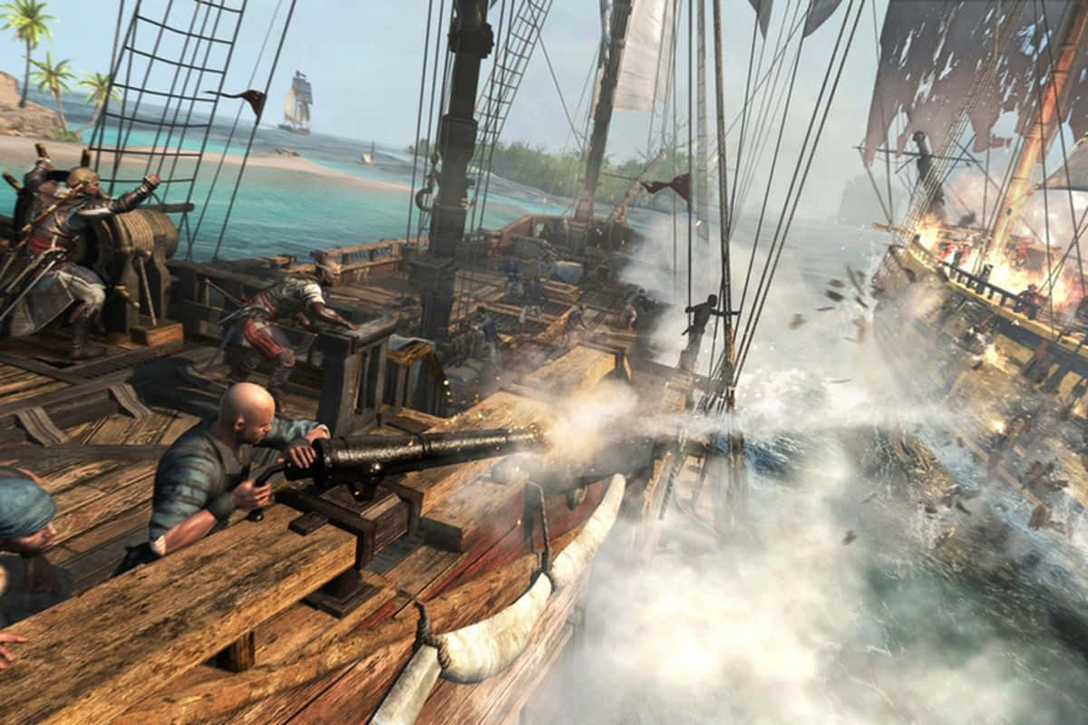 Intense Naval Battle In Assassin's Creed 4: Black Flag Wallpaper