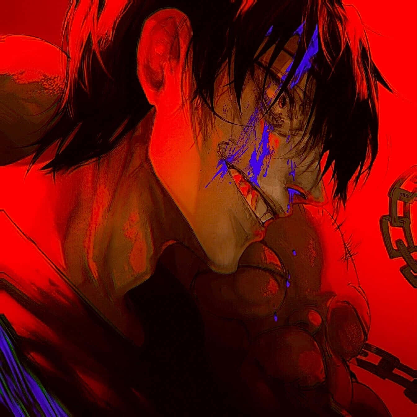 Intense Red Anime Character Wallpaper