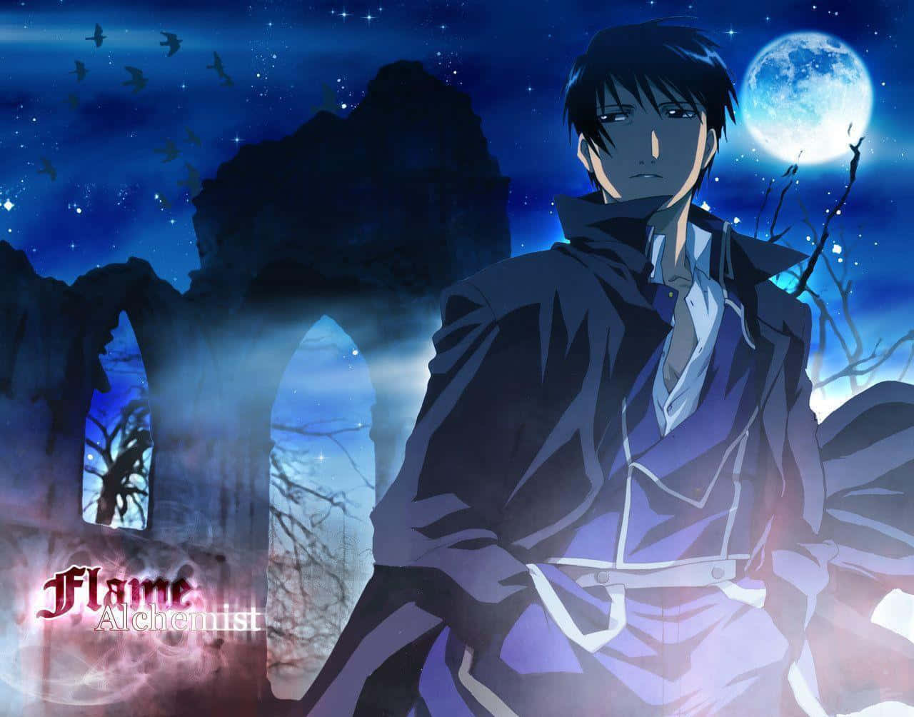 Intense Roy Mustang In Flames Wallpaper