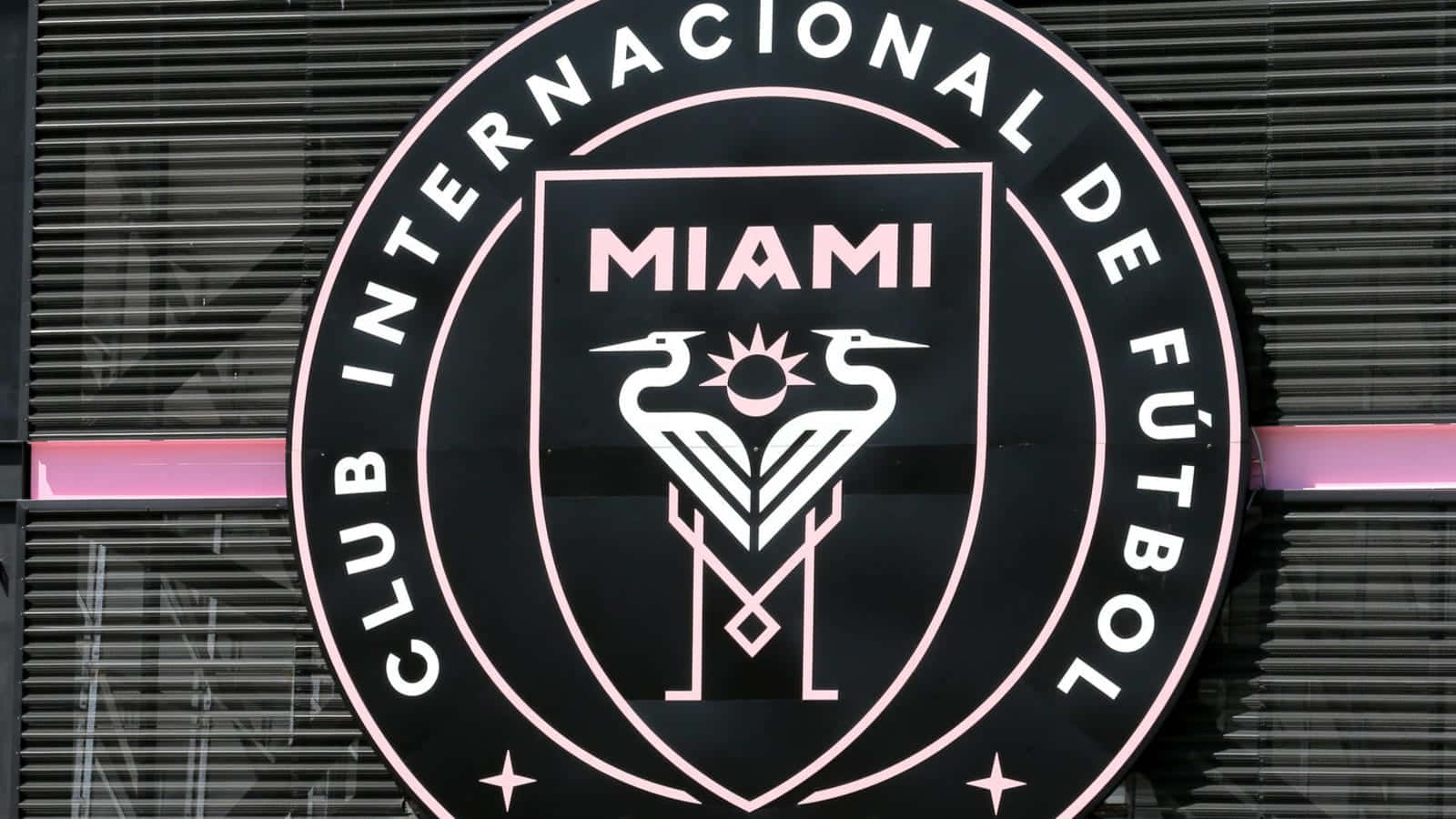 Inter Miami Fc Official Logo Seal Extreme Close Up Shot Wallpaper