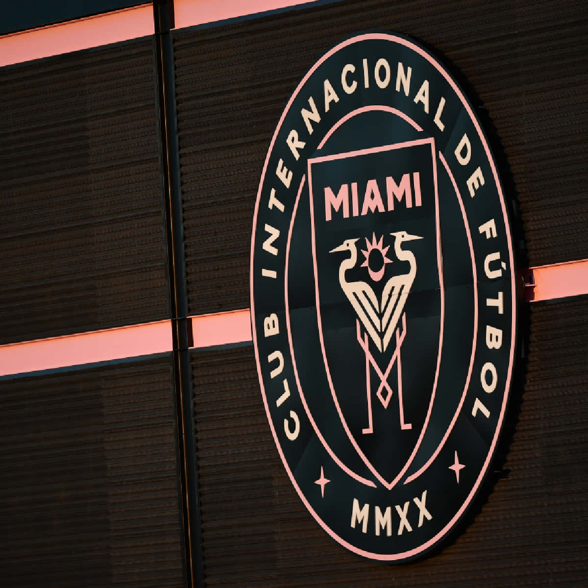 Inter Miami Fc Official Logo Seal Side View Angle Shot Wallpaper