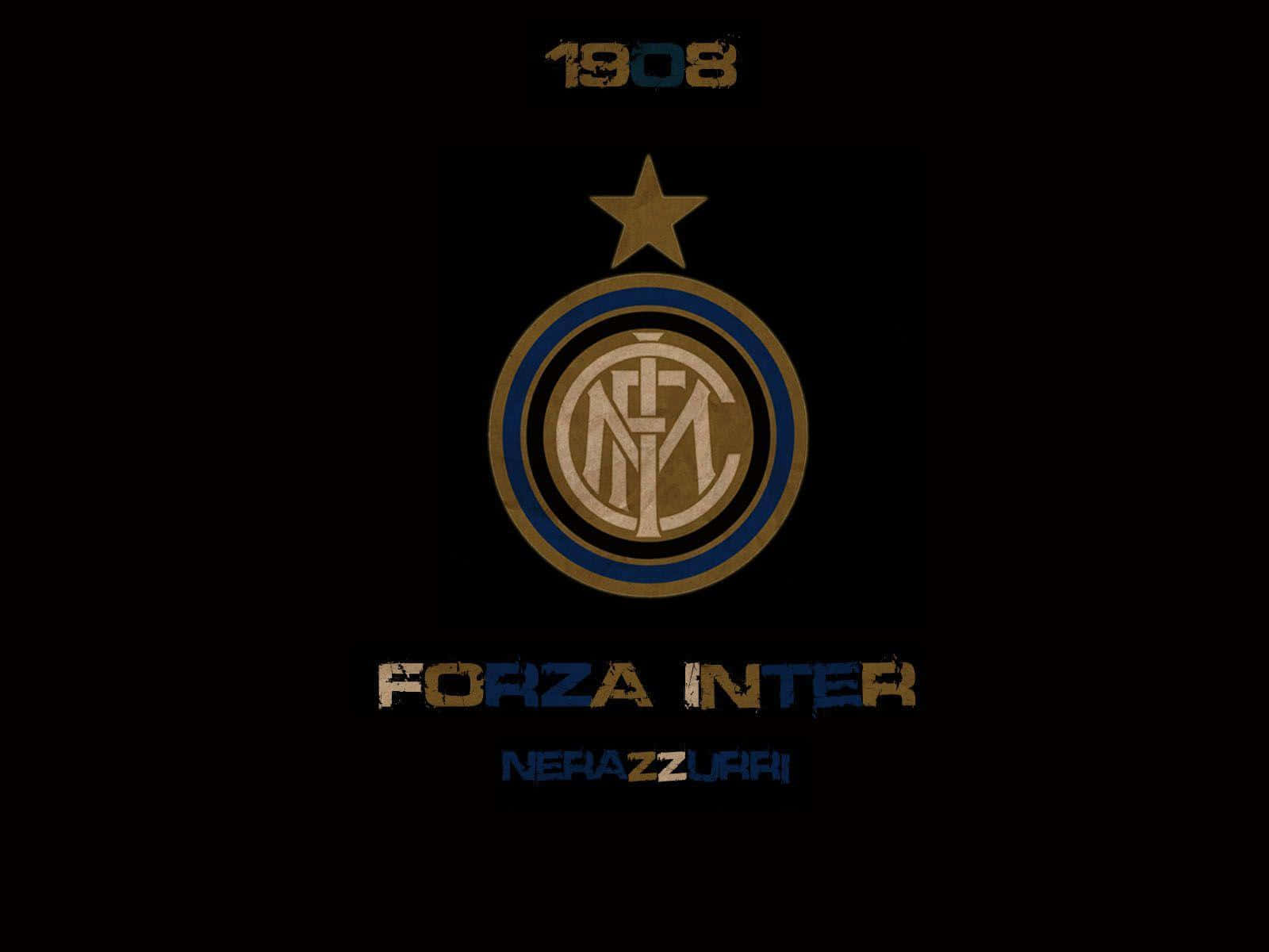 Inter Milan Team Crest On A Blue And Black Background Wallpaper