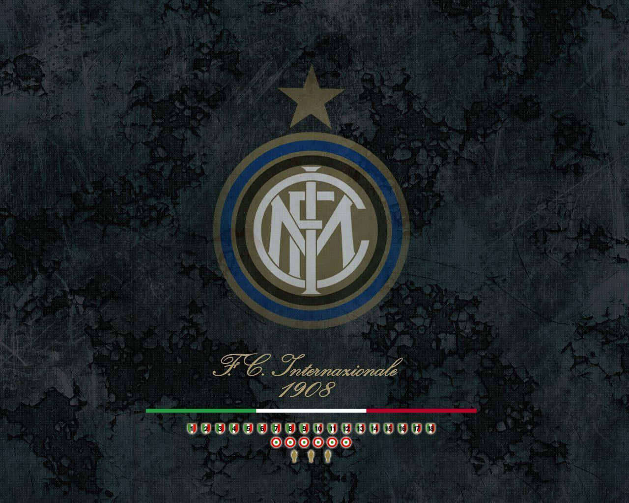 Inter Milan Team Logo On A Blue-striped Background Wallpaper