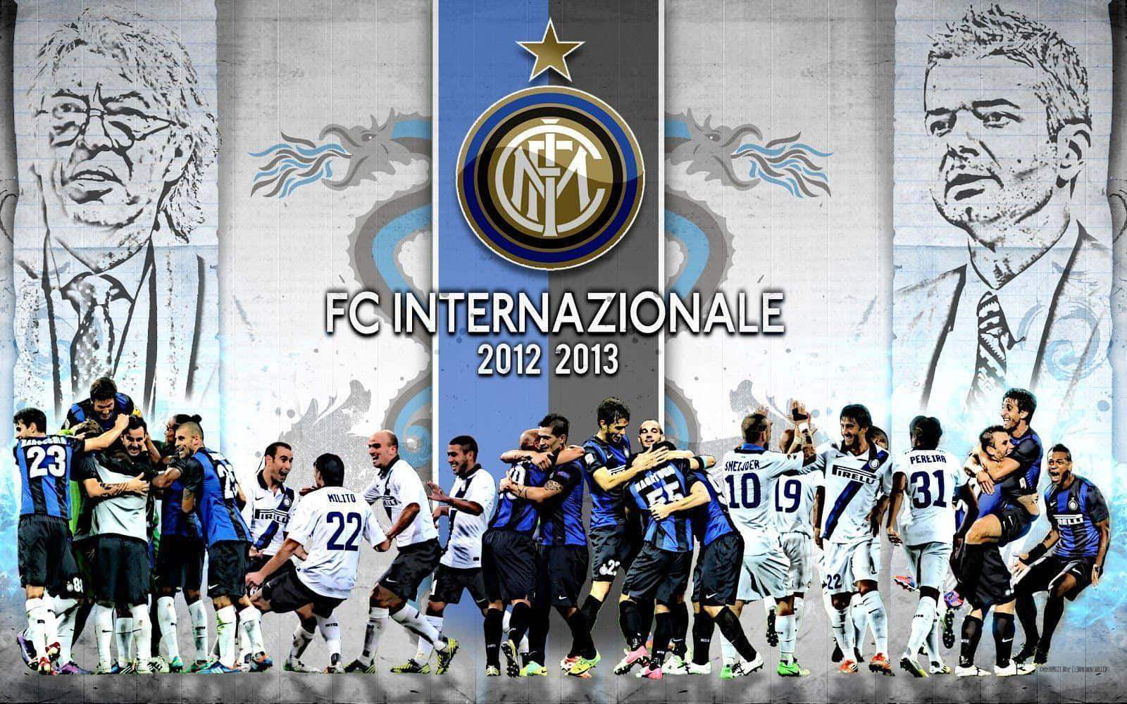 Inter Milan Triumph - Players Celebrating Their Victory On The Field. Wallpaper