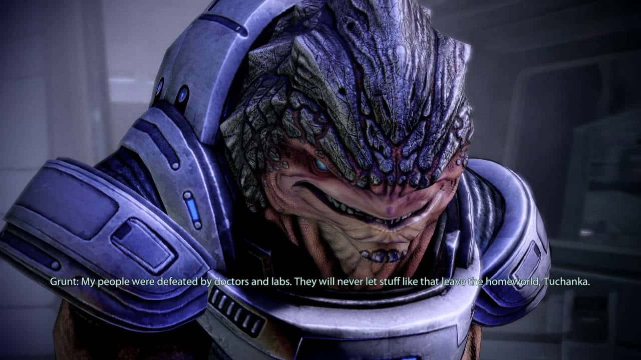 Intimidating Grunt From Mass Effect Ready For Battle Wallpaper