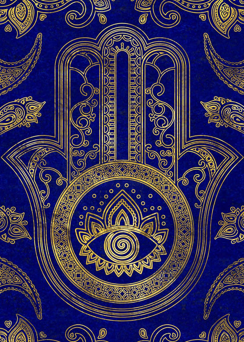 Intricate Hamsa Hand Sign Symbolizing Protection And Spirituality Wallpaper