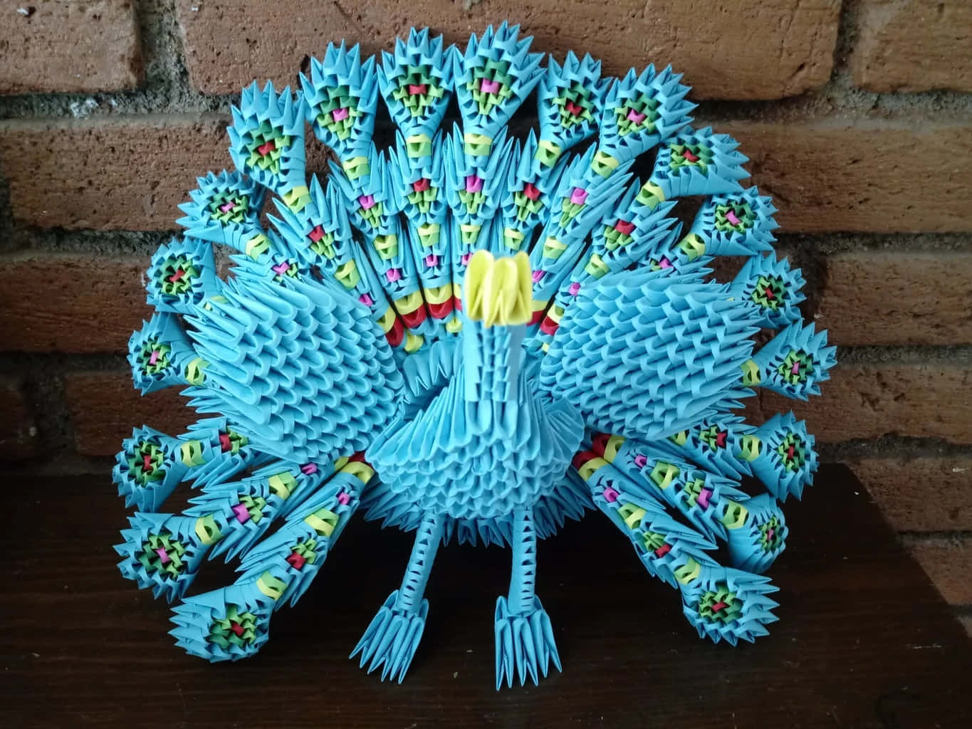 Intricate Origami Peacock Craft Wallpaper