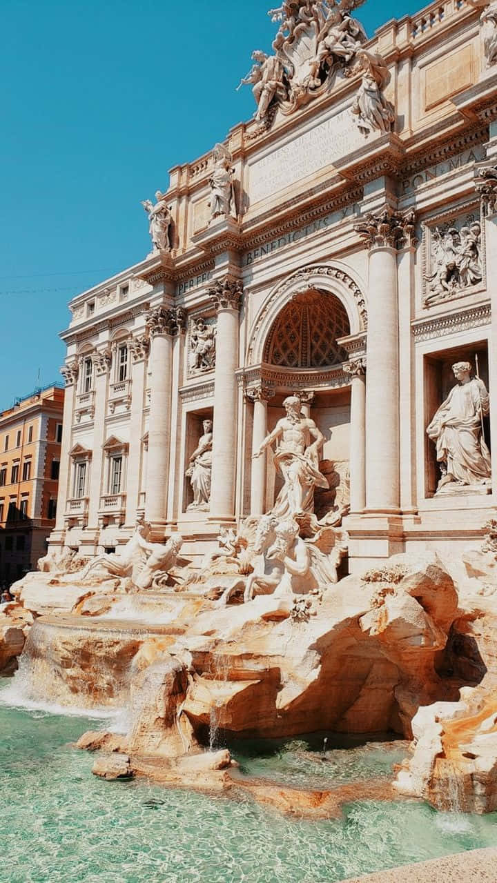 Intricate Sculpture Of Trevi Fountain Wallpaper