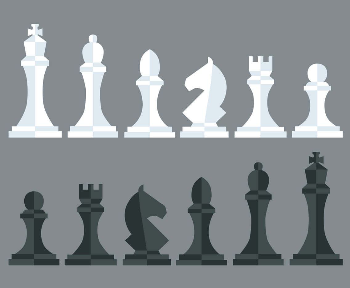 Intriguing Game Of Black And White Chess Pieces Wallpaper